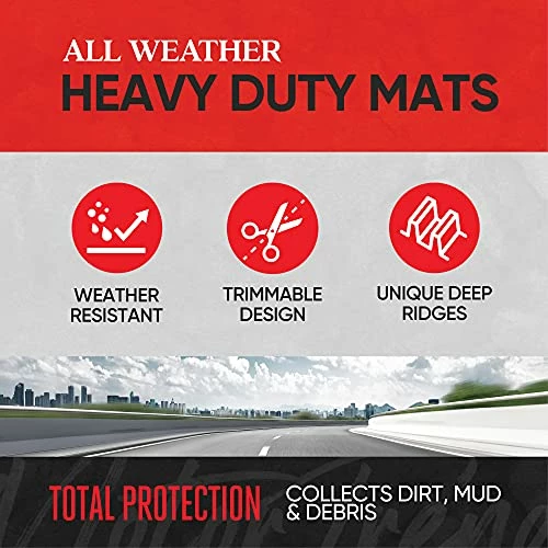 New ???? FlexTough Performance All Weather Rubber Car Floor Mats With Cargo Liner - Full Set Front & Rear Floor Mats For Cars Truck SUV, Automotive Floor Mats (Black) ???? 4 New ???? FlexTough Performance All Weather Rubber Car Floor Mats With Cargo Liner - Full Set Front & Rear Floor Mats For Cars Truck SUV, Automotive Floor Mats (Black) ???? - Image 2