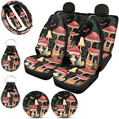Hot Sale ???? Mushroom Seat Covers For Cars For ???? Women With Steering Wheel Cover,Moon Star Universal Auto Accessories Front Rear Back Seats Protectors,Seat Belt Pads,Cup Coaster,Keychains For Trucks SUV 0 Cow Stawberr ???? 17 Hot Sale ???? Mushroom Seat Covers For Cars For ???? Women With Steering Wheel Cover,Moon Star Universal Auto Accessories Front Rear Back Seats Protectors,Seat Belt Pads,Cup Coaster,Keychains For Trucks SUV 0 Cow Stawberr ???? - Image 15