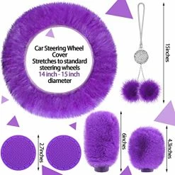 Discount ???? 17 Pcs Purple Car Seat Cover Full Set, Purple Car Seat Covers For Car Front Rear Cover Fluffy Steering Wheel Covers Soft ???? -Car Seat Covers shop 51JYfg85GgL