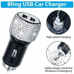 Discount ???? 19 Pcs Bling Car Accessories Set, Bling Seat Belt Covers, Bling Handbrake Cover, Bling Dual USB Car Charger, Bling Car Shift Gear Cover, Bling Car Cup Mats, Glasses Holders Start Button Ring (White) ???? -Car Seat Covers shop 51JZbYO9ITL
