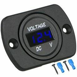 Flash Sale ???? DC 12V 24V Car Voltmeter LED Digital Display Voltmeter Panel, Waterproof Digital Round Panel Voltage Tester Gauge Meter With Terminals For Boat Marine Vehicle Motorcycle Truck ATV UTV (Blue Light) Gr ❤️
