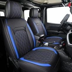 Cheap ???? Jeep Wrangler JK JL 4-Door Seat Covers Full Set Custom Fit 2007-2023 Unlimited X Rubicon 392 Sahara Willys Sport High Altitude 4X4 Truck Pickup Waterproof Leather (Full Set/Black-R) ???? -Car Seat Covers shop 51K6bT98MnL. AC