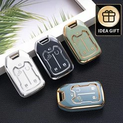 Best Sale ⭐ For GMC Key Fob Cover With Leather Lanyard, Car Key Case Shell Protection For 2019-2022 GMC Sierra 1500 2500HD 3500HD Terrain Acadia Smart Remote Control Protector, Black ???? -Car Seat Covers shop 51KCoq2Oi5L