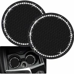 Cheap ???? 2PCS Bling Car Cup Coaster, 2.75 Inch Auto Car Cup Holder Insert Coasters Silicone Anti-Slip Crystal Rhinestone Drink Car Cup Mat, Universal Vehicle Interior Accessories For ???? Women ???? Girls (Black) ???? -Car Seat Covers shop 51KovqWJ1GS. AC