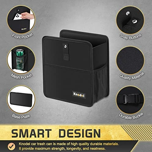 Coupon ???? K KNODEL Car Trash Can, Foldable Trash Can For Car, Multifunctional Car Storage Bag, Auto Garbage & Car Trash Bin With Big Opening (Medium, Black) ???? 6 Coupon ???? K KNODEL Car Trash Can, Foldable Trash Can For Car, Multifunctional Car Storage Bag, Auto Garbage & Car Trash Bin With Big Opening (Medium, Black) ???? - Image 4