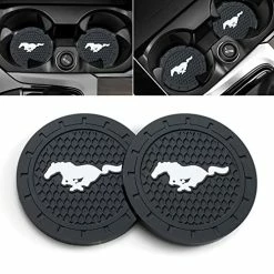 Budget ???? Car Coaster For Ford Mustang Recessed Silicone Non-Slip Bling Crystal Drink Coaster For Car Interior Accessories 2.76 Inch 2 Pieces Bm-01-new ????