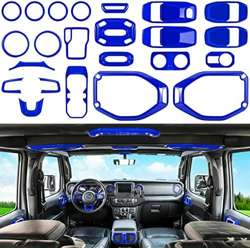 Discount ???? 23PCS Full Set Interior Decoration Trim Kit For Jeep Wrangler JL JLU Gladiator JT 2018-2022 Steering Wheel Door Handle Air Conditioning Vent Cup Holder Reading Light Headlight Switch Gear Cover (Blue) ???? 8 Discount ???? 23PCS Full Set Interior Decoration Trim Kit For Jeep Wrangler JL JLU Gladiator JT 2018-2022 Steering Wheel Door Handle Air Conditioning Vent Cup Holder Reading Light Headlight Switch Gear Cover (Blue) ???? - Image 6