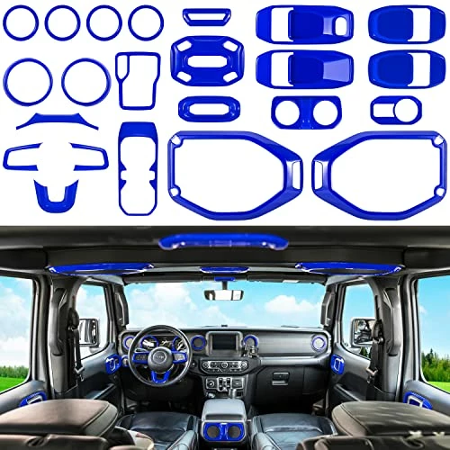 Discount ???? 23PCS Full Set Interior Decoration Trim Kit For Jeep Wrangler JL JLU Gladiator JT 2018-2022 Steering Wheel Door Handle Air Conditioning Vent Cup Holder Reading Light Headlight Switch Gear Cover (Blue) ???? 3 Discount ???? 23PCS Full Set Interior Decoration Trim Kit For Jeep Wrangler JL JLU Gladiator JT 2018-2022 Steering Wheel Door Handle Air Conditioning Vent Cup Holder Reading Light Headlight Switch Gear Cover (Blue) ????