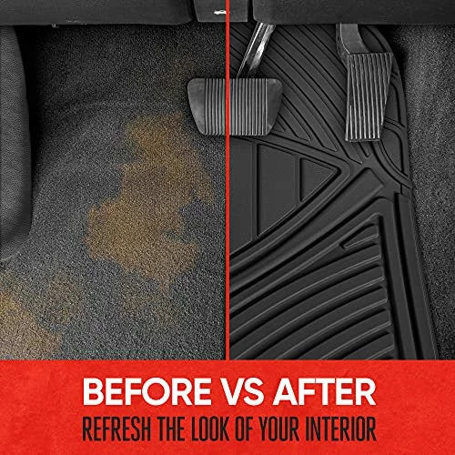 New ???? FlexTough Performance All Weather Rubber Car Floor Mats With Cargo Liner - Full Set Front & Rear Floor Mats For Cars Truck SUV, Automotive Floor Mats (Black) ???? 6 New ???? FlexTough Performance All Weather Rubber Car Floor Mats With Cargo Liner - Full Set Front & Rear Floor Mats For Cars Truck SUV, Automotive Floor Mats (Black) ???? - Image 4