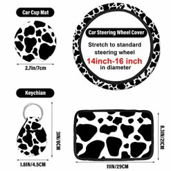 Brand new ???? 15 PCS Cow Print Car Seat Cover Set,Steering Wheel Cover Center Console Armrest Pad Headrest Seat Belt Cover Handbrake Gear Cover Keychain Coasters Full Set Cow Print For Car SUV ???? -Car Seat Covers shop 51Mosm4z1RL