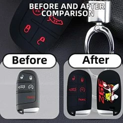 Hot Sale ???? GLAHORSE Rubber Smart 5 Buttons Key Cover Fob Case Shell Keyless Protector Jacket Glove Holder For Challenger Charger 392 Scat Pack (for Dodge) (for 392 Scat Pack-Black、) ???? -Car Seat Covers shop 51NO906wUkL