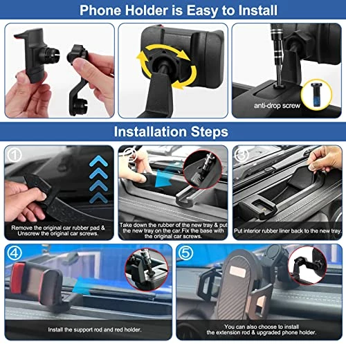 Discount ???? Upgraded Phone Mount For 2018 2019 2020 2021 2022 Jeep Wrangler JL JLU & Gladiator JT, Multi-Mount Phone Holder Dash Tray System Kit With Extension Arm Metal Support Rod Don't For Oil-Electric 4x ???? 7 Discount ???? Upgraded Phone Mount For 2018 2019 2020 2021 2022 Jeep Wrangler JL JLU & Gladiator JT, Multi-Mount Phone Holder Dash Tray System Kit With Extension Arm Metal Support Rod Don't For Oil-Electric 4x ???? - Image 5