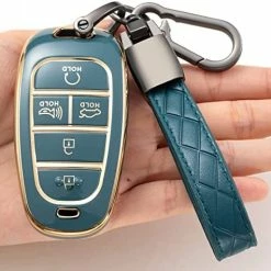 Best Pirce ???? Compatible With Hyundai Key Fob Cover,TPU 360 Degree Car Key Case Protector With Keychain Compatible With 2022 2021 2020 Hyundai Sonata Santa Fe Tucson Keyless Entry 5 Buttons Smart Key(White) ⌛ -Car Seat Covers shop 51NgIgSgijL. AC