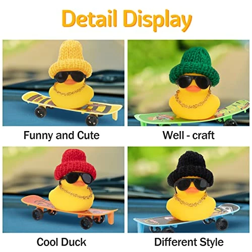 Brand new ⌛ Car Duck Ornament Rubber Duck Car Dashboard Decoration For Car Dashboard Decoration Accessories With Mini Hat, Necklace, ???? Sunglasses, Chair Or Skateboard (D-Green) ???? 4 Brand new ⌛ Car Duck Ornament Rubber Duck Car Dashboard Decoration For Car Dashboard Decoration Accessories With Mini Hat, Necklace, ???? Sunglasses, Chair Or Skateboard (D-Green) ???? - Image 2