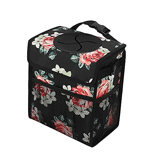 New ???? Car Trash Can Leakproof Car Garbage Can Hanging With Lid Storage Mesh Pockets Collapsible Multipurpose Car Trash Bag For Car Accessories (Flower) ⭐ 11 New ???? Car Trash Can Leakproof Car Garbage Can Hanging With Lid Storage Mesh Pockets Collapsible Multipurpose Car Trash Bag For Car Accessories (Flower) ⭐ - Image 9