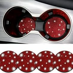 Budget ✨ SINGARO Bling Cup Holder Coasters For Car, 2PCS Universal Non-Slip Cup Holder, Embedded Decorative Coasters, Shiny Crystal Car Interior Accessories Gifts For ???? Women (White) 4pcs Blue ⭐ -Car Seat Covers shop 51OCL6hLj L. AC