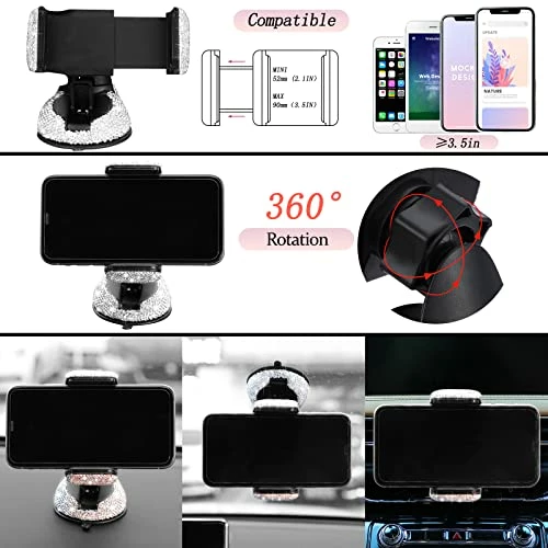 Best Sale ???? Tallew 16Pcs Car Accessories Set,Bling Steering Wheel Cover 2 Seat Belt Covers 2 Crystal Car Seat Hooks 4 Valve Stem Caps Bling License Plate Holder 2 Holder 2 Sticker Phone Holder Car USB Charger ???? 3 Best Sale ???? Tallew 16Pcs Car Accessories Set,Bling Steering Wheel Cover 2 Seat Belt Covers 2 Crystal Car Seat Hooks 4 Valve Stem Caps Bling License Plate Holder 2 Holder 2 Sticker Phone Holder Car USB Charger ????