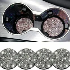 Budget ✨ SINGARO Bling Cup Holder Coasters For Car, 2PCS Universal Non-Slip Cup Holder, Embedded Decorative Coasters, Shiny Crystal Car Interior Accessories Gifts For ???? Women (White) 4pcs Blue ⭐ -Car Seat Covers shop 51OUfQGfT3L. AC