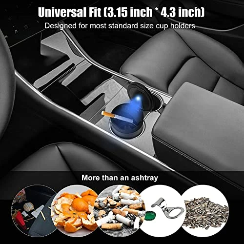 Best deal ???? Car Ashtray, Smokeless Vehicle Ashtray Ash Stainless Auto Car Ashtray With Lid & Blue LED Light Indicator For Car Cup Holder, Home, Offic ???? 4 Best deal ???? Car Ashtray, Smokeless Vehicle Ashtray Ash Stainless Auto Car Ashtray With Lid & Blue LED Light Indicator For Car Cup Holder, Home, Offic ???? - Image 2