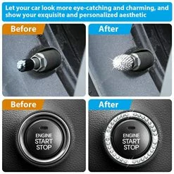Discount ???? 19 Pcs Bling Car Accessories Set, Bling Seat Belt Covers, Bling Handbrake Cover, Bling Dual USB Car Charger, Bling Car Shift Gear Cover, Bling Car Cup Mats, Glasses Holders Start Button Ring (White) ???? -Car Seat Covers shop 51PwQX68uOL