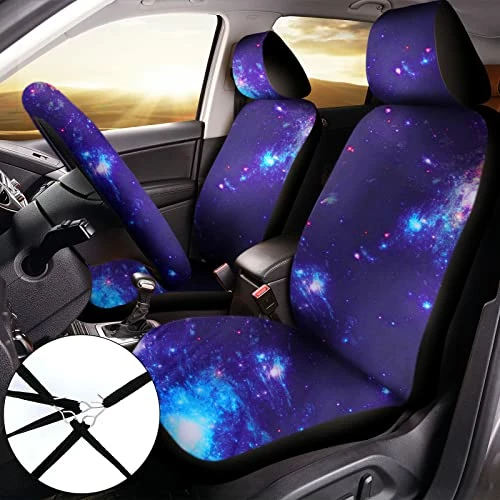 Hot Sale ⭐ 15 Pieces Galaxy Car Seat Cover Steering Wheel Cover Universal Star Space Galaxy Car Accessories Separate Headrest Cover Seat Belt Pads Fit For Auto Truck Van SUV ???? 4 Hot Sale ⭐ 15 Pieces Galaxy Car Seat Cover Steering Wheel Cover Universal Star Space Galaxy Car Accessories Separate Headrest Cover Seat Belt Pads Fit For Auto Truck Van SUV ???? - Image 2