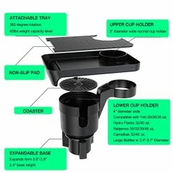 Flash Sale ???? Cup Holder Tray For Car Cup Holder Expander For Car Drink Holders Compatible With Yeti 20/26/30 Oz Hydro Flasks 32/40 Oz Nalgenes 30/32/38/48 Oz Camelbak 32/40 Oz Detachable Tray Tabl ???? -Car Seat Covers shop 51QD6U9ZddL