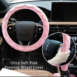 Buy ⭐ 9 Pcs Bling Car Accessories Set For ???? Women, Diamond Steering Wheel Cover, Rhinestone Center Console Pad Seat Safety Belt Pad Handbrake Cover Gear Shift Stick Protector Car Emblem Ring(Pink) ⭐ -Car Seat Covers shop 51QuSui3RHL