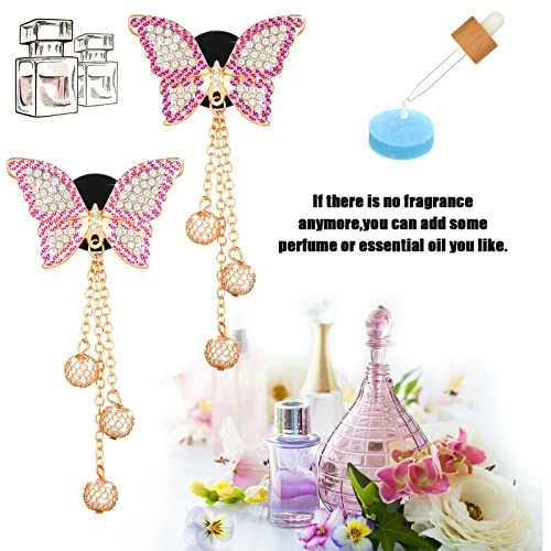 Buy ???? 4 Pieces Bling Butterfly Car Aromatherapy Vent Clips Faux Diamond Pearl Pendant Butterfly Car Air Vent Freshener Perfume Clip Aroma Diffuser Decoration Bling Car Accessories For ???? Women, Pink Purpl ???? 6 Buy ???? 4 Pieces Bling Butterfly Car Aromatherapy Vent Clips Faux Diamond Pearl Pendant Butterfly Car Air Vent Freshener Perfume Clip Aroma Diffuser Decoration Bling Car Accessories For ???? Women, Pink Purpl ???? - Image 4