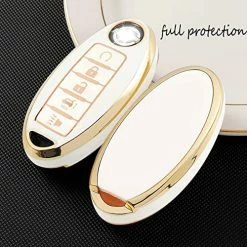 Cheapest ???? For Nissan Key Fob Cover 5Buttons TPU Protection Car Key Case Shell With Fashion Gold Bling Keychain Compatible With Nissan Altima Maxima Murano Rogue Sentra 370z Pathfinder White Black 4 Buttons ⭐ -Car Seat Covers shop 51RVwVeYypL