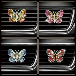 Best Pirce ⌛ 4 Pieces Car Butterfly Diffuser Vent Clips Car Air Vent Decoration Butterfly Rhinestone Car Interior Charm Bling Accessories For ???? Women ???? Girls, 5 X 3.6 Cm / 1.97 X 1.42 Inches ???? -Car Seat Covers shop 51RjBsYQEPL