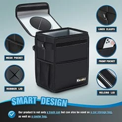 Brand new ???? Car Trash Can, Waterproof Car Garbage Can, Car Trash Bag With Lid, Leak-Proof Car Trash Bin, Car Trash Hanging (Medium, Black) ⌛ -Car Seat Covers shop 51STt3COmjL