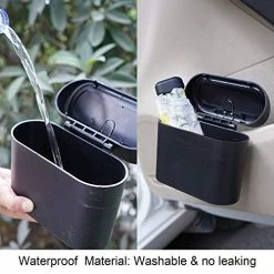 Best Sale ???? Portable Hanging Mini Car Trash Can,Wastebasket Trash Can With Lid, Plastic Desktops Trash Can, Garbage Can For Car Office Home,Waterproof Odorless Garbage Can (Black, 1) ✔️ -Car Seat Covers shop 51SfymPPMYL