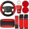 Outlet ???? Bling Car Accessories Set Leather Diamond Steering Wheel Cover Bling Seat Belt Shoulder Pad Armrest Pad Crystal Car Decor Bling Car Cup Holders Travel Auto Cup Holder For Car Interior (Black, Red) ???? 1 Outlet ???? Bling Car Accessories Set Leather Diamond Steering Wheel Cover Bling Seat Belt Shoulder Pad Armrest Pad Crystal Car Decor Bling Car Cup Holders Travel Auto Cup Holder For Car Interior (Black, Red) ???? -Car Seat Covers shop 51T3mYNCV6L