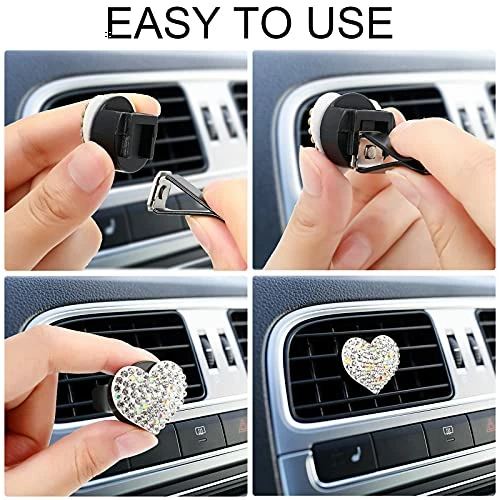 Cheap ???? 4 Pieces Crystal Air Vent Clips Charms Car Vent Air Fresheners Rhinestone Oil Diffuser Vent Clip Car Fesheners For ???? Women Heart Car Scents Bling Car Interior Accessories For Wom ???? 5 Cheap ???? 4 Pieces Crystal Air Vent Clips Charms Car Vent Air Fresheners Rhinestone Oil Diffuser Vent Clip Car Fesheners For ???? Women Heart Car Scents Bling Car Interior Accessories For Wom ???? - Image 3