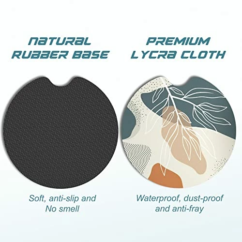 Top 10 ✔️ Car Cup Holder Coasters, 2 Pack Universal Auto Anti Slip Insert Coaster, Rubber Car Coasters With A Finger Notch, Cute Car Assecories For ???? Women Men, Cup Mat For Most Car Interior (Desert Leaf) ❤️ 6 Top 10 ✔️ Car Cup Holder Coasters, 2 Pack Universal Auto Anti Slip Insert Coaster, Rubber Car Coasters With A Finger Notch, Cute Car Assecories For ???? Women Men, Cup Mat For Most Car Interior (Desert Leaf) ❤️ - Image 4