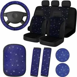Best reviews of ✨ 15 Pieces Bling Velvet Fabric Car Seat Covers Full Set Black Bling Car Accessories For ???? Women,Diamond Steering Wheel Cover Rhinestone Crystal Seat Belt Cover, Center Console Pad Universal Car Deco ???? -Car Seat Covers shop 51UCeN2A2mL. AC