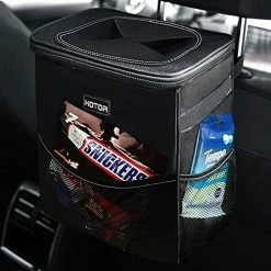 Best Sale ⌛ Car Trash Can With Lid And Storage Pockets, 100% Leak-Proof Car Organizer, Waterproof Car Garbage Can, Multipurpose Trash Bin For Car - Black ???? -Car Seat Covers shop 51UshtNMgPL