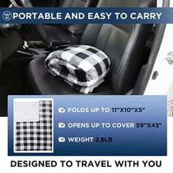 New ???? Heated Car Blanket, 12-Volt Electric Blanket For Car, Truck, SUV, RV, Portable Heated Throw For Camping, Grey Buffalo Plaid, 59" X 43” ???? -Car Seat Covers shop 51V12mEFM4L