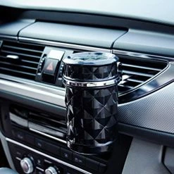 Outlet ???? Auto Car Ashtray Portable With Blue LED Light Ashtray Smokeless Smoking Stand Cylinder Cup Holder (Black) ⭐ -Car Seat Covers shop 51VAyjsPhIL
