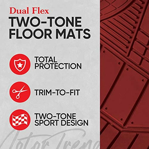 Promo ???? DualFlex Two-Tone Sport Design All-Weather Rubber Floor Mats For Car, Truck, Van & SUV - Waterproof Front & Rear Liners With Drainage Channels Blu ???? 4 Promo ???? DualFlex Two-Tone Sport Design All-Weather Rubber Floor Mats For Car, Truck, Van & SUV - Waterproof Front & Rear Liners With Drainage Channels Blu ???? - Image 2