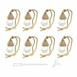 Best Sale ???? 8 Pcs Car Aromatherapy Essential Oil Scent Diffuser Hanging Perfume Bottle Car Air Freshener Auto Fragrance Decor Ornament Empty Glass Bottle With Wooden Caps ????