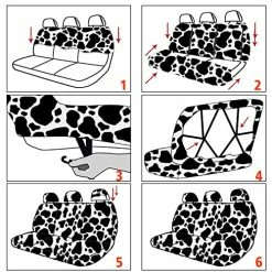 Brand new ???? 15 PCS Cow Print Car Seat Cover Set,Steering Wheel Cover Center Console Armrest Pad Headrest Seat Belt Cover Handbrake Gear Cover Keychain Coasters Full Set Cow Print For Car SUV ???? -Car Seat Covers shop 51VYJ1a1S1L