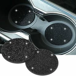 Hot Sale ???? 2 Pack Bling Car Cup Holder Coasters, 2.75 Inch Soft Bling Crystal Rhinestone Rubber Pad Set Round Auto Cup Holder Insert Drink Coaster Car Interior Accessories All Black ⭐ -Car Seat Covers shop 51WZTLFfLL. AC