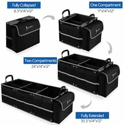 Budget ???? Collapsible Trunk Organizer For Car With Insulated Leak Proof Cooler Bag, 3 Compartments SUV Cargo Organizer Removable Dividers, 5 In1 Car Storage Organizer with Foldable Lid,2 Tie-Down Straps(Black) ???? -Car Seat Covers shop 51WeUOaWwAL