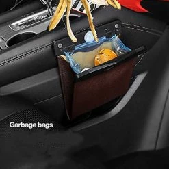 Cheapest ???? Car Trash Bag, Superior PU Leather With LED Light And Magnet Closure Design, Bundle With Tissue Box And 30 Disposable Inner Garbage Bags, Waterproof Vehicle Rubbish Container Garbage Can Brown ???? -Car Seat Covers shop 51XCPi8vBS