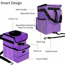 Promo ❤️ Car Trash Can Foldable Garbage Bin Leakproof 3 Gallons Purple ???? -Car Seat Covers shop 51YFvarBJ7L