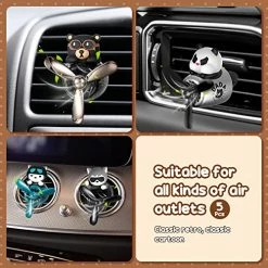 Promo ???? 5 Pcs Car Air Fresheners Cartoon Bear Pilot Cute Car Diffuser Rotating Propeller Car Vent Accessories Ornament Outlet Fan Smell Vent Clips Car Accessories For Perfume Automotive Decor (Cute Style) ???? -Car Seat Covers shop 51YfpfQn54L