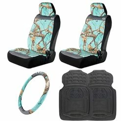 Brand new ???? Camo Auto Accessories Kit, Edge, Black, And Mint Camo - Low Back Seat Covers, Floor Mats And Wheel Cover For Car Trucks, Fits Most Bucket Seats (Edge Mint - 5pc) ????