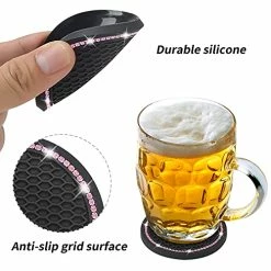 Best deal ❤️ Car Coasters, Senose Bling Car Accessories For ???? Women, Universal 2.75" Anti-Slip Silicone Cup Holder Coasters For Car, Cute Diamond Vehicle Interior Decor (Black Pink/2 Pack) Pink-2 Pc ???? -Car Seat Covers shop 51ZOBDI9HiL