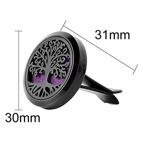 Hot Sale ???? 30mm Car Aromatherapy Essential Oil Diffuser Stainless Steel Locket With Vent Clip 12 Felt Pads-Tree Of Life Black ???? 5 Hot Sale ???? 30mm Car Aromatherapy Essential Oil Diffuser Stainless Steel Locket With Vent Clip 12 Felt Pads-Tree Of Life Black ???? - Image 3
